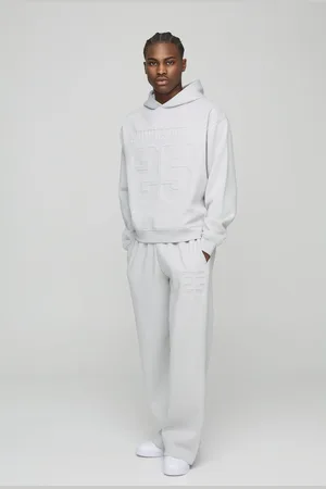 Boohoo Chándal Oversize Recto Con Capucha Y Estampado Universitario 25 En Bajorrelieve
