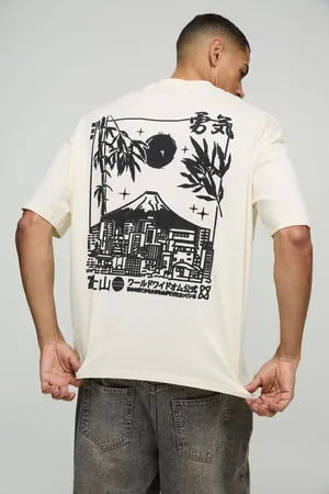 Boohoo Camiseta Oversize Con Cuello Extendido Y Estampado Gráfico De Volcán
