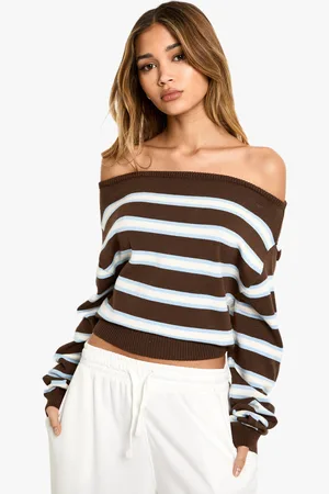 Boohoo Jersey De Punto Holgado Con Escote Barco