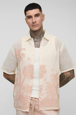 Boohoo Camisa Tall Oversize De Croché Y Jacquard Con Palmeras