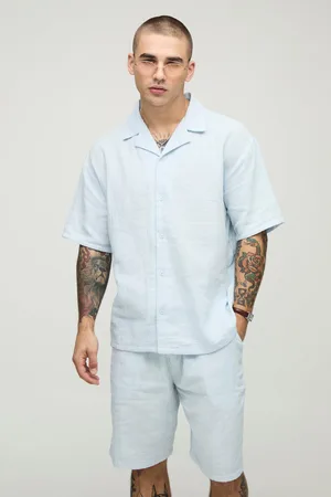 Boohoo Conjunto De Pantalón Corto Holgado Y Camisa Oversize De Estopilla Con Solapas