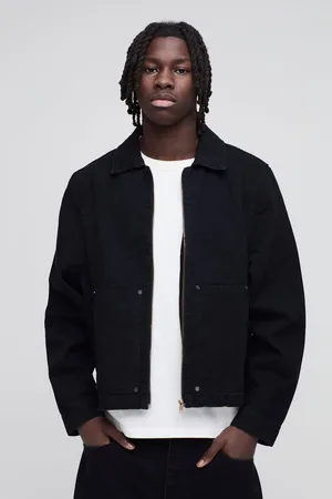 Boohoo Chaqueta Harrington Vaquera Negra Estilo Carpintero