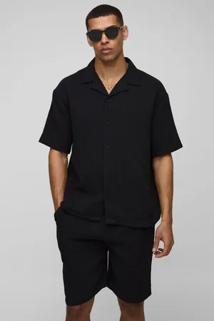 Boohoo Conjunto Oversize De Pantalón Corto Holgado Y Camisa De Estopilla Con Solapas