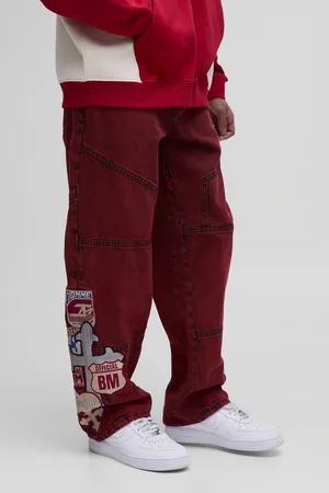 Boohoo Vaqueros Holgados Con Panel, Aplique Cruzado Y Emblema De Motociclismo