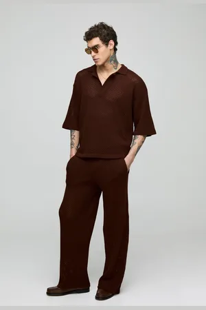 Boohoo Conjunto De Pantalón De Pernera Ancha Y Polo Oversize De Punto Abierto
