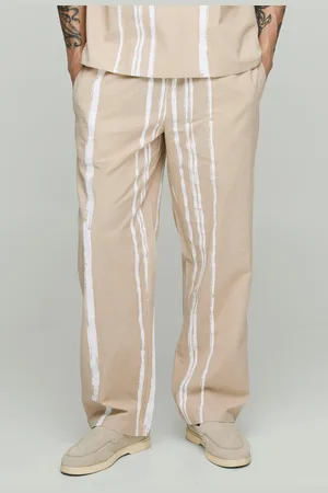 Boohoo Pantalón Holgado De Mezcla De Lino Con Rayas