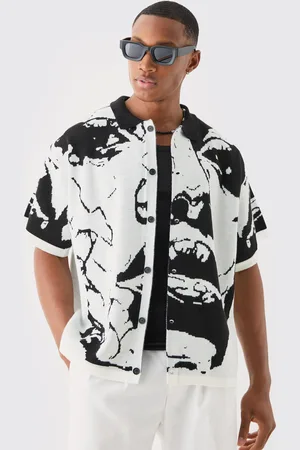 Boohoo Camisa Recta De Punto Con Dibujo De Líneas