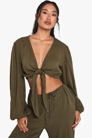 Boohoo Top De Playa De Estopilla Con Atadura Frontal