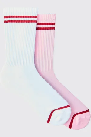Boohoo Pack De 2 Pares De Calcetines Deportivos Man Official Con Estampado De Rayas