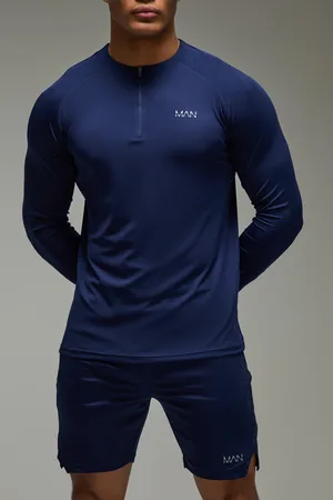 Boohoo Chándal Man Active Con Cremallera 1/4 Y Pantalón Corto De 18Cm