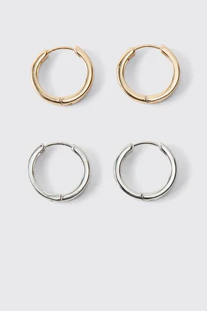 Boohoo Pack De 2 Pendientes De Aro Dorados Y Plateados