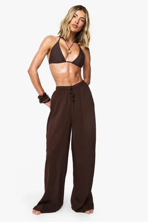 Boohoo Pantalón Para La Playa De Pernera Ancha Fruncido Con Cuentas