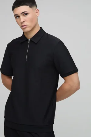 Boohoo Polo Ajustado De Manga Corta Texturizado Con Cremallera Y Cuello