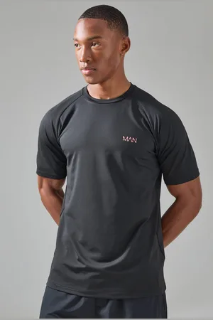 Boohoo Camiseta Man Active Deportiva De Ranglán Con Logo Fosforito