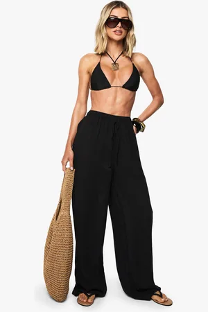 Boohoo Pantalón Para La Playa De Pernera Ancha Fruncido Con Cuentas