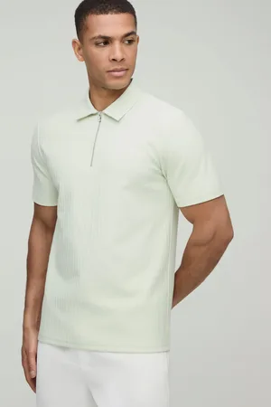Boohoo Polo Ajustado De Manga Corta Texturizado Con Cremallera Y Cuello