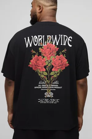 Boohoo Camiseta Plus Oversize Con Cuello Extendido Y Estampado Worldwide De Flores