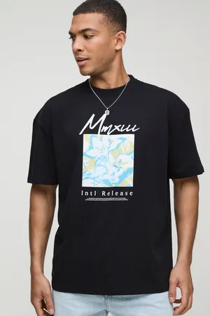 Boohoo Camiseta Oversize Negra Con Estampado Abstracto De Flores