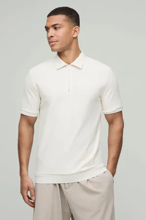 Boohoo Polo Ajustado De Manga Corta Texturizado Con Cremallera Y Cuello