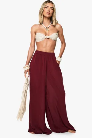 Boohoo Pantalón Para La Playa Palazzo Fruncido