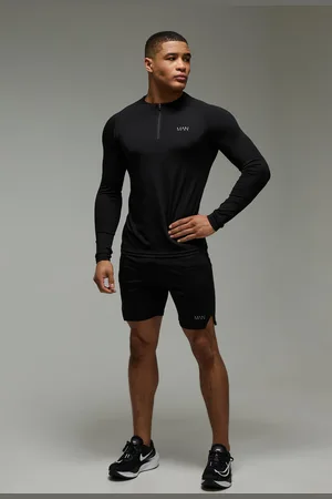 Boohoo Chándal Man Active Con Cremallera 1/4 Y Pantalón Corto De 18Cm