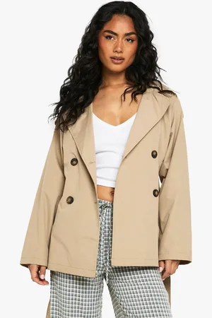 Boohoo Gabardina Corta Con Cinturón