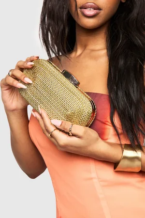 Boohoo Bolso De Mano De Rafia Metálico Dorado