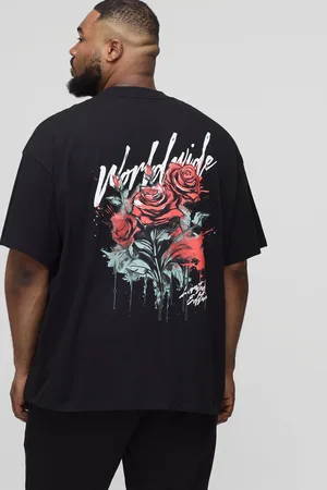 Boohoo Camiseta Plus Oversize Con Cuello Extendido Y Estampado Worldwide De Flores