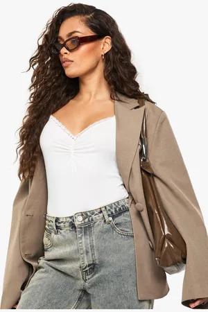 Boohoo Body Súper Suave Con Ribete De Encaje Y Pecho Fruncido