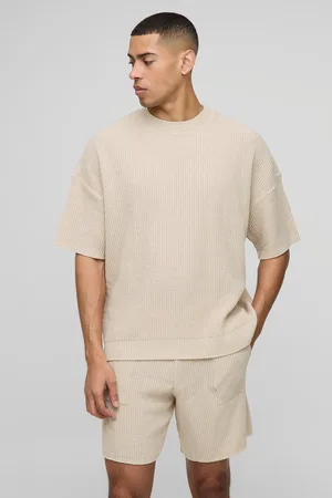 Boohoo Conjunto De Pantalón Corto Y Camiseta Recta De Punto Y Canalé