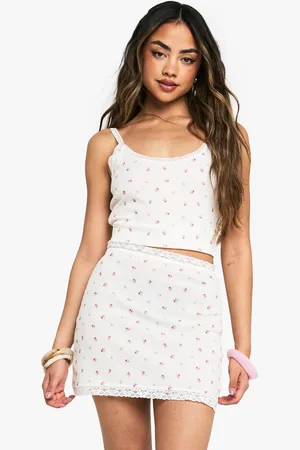 Boohoo Minifalda De Canalé Con Filo De Encaje