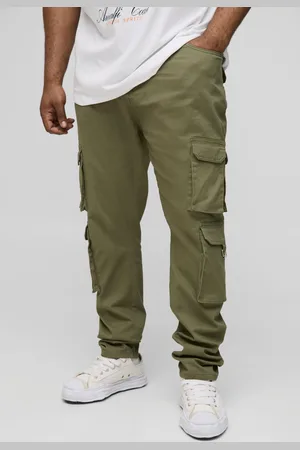 Boohoo Pantalón Plus Cargo Pitillo Con Pernera Plisada Y Cintura Fija