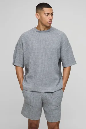 Boohoo Conjunto De Pantalón Corto Y Camiseta Recta De Punto Y Canalé