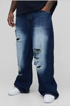 Boohoo Vaqueros Plus Holgados Con Lavado A La Piedra Y Desgarros