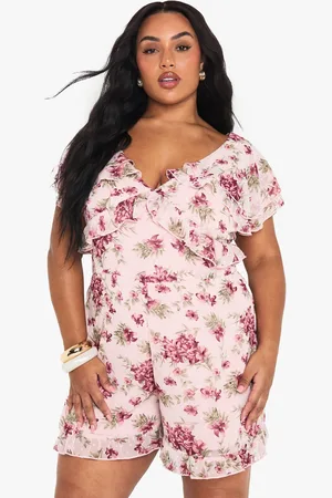 Boohoo Mono Plus Corto De Chifón Con Estampado De Flores