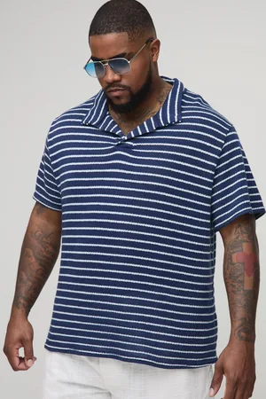 Boohoo Polo Plus Ajustado Texturizado De Rayas Con Solapas