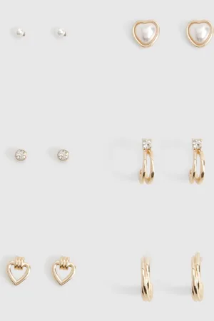 Boohoo Pack De 6 Pendientes Con Forma De Corazón