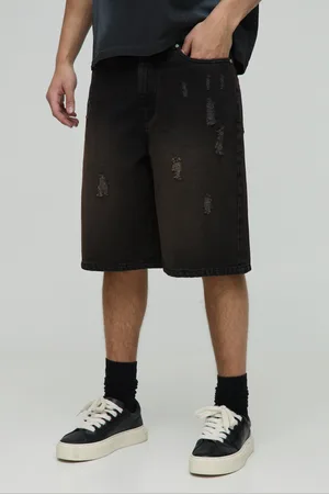 Boohoo Pantalón Pantalón Vaquero Regular Roto Con Lavado A La Piedra Marrón