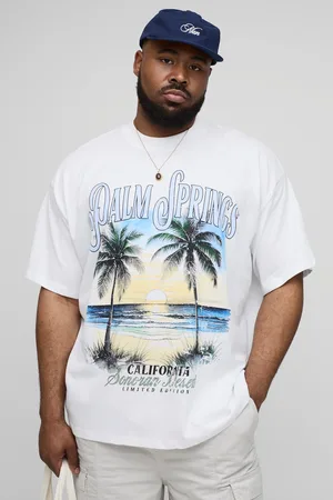 Boohoo Camiseta Plus Oversize Con Cuello Extendido Y Estampado De Palmeras