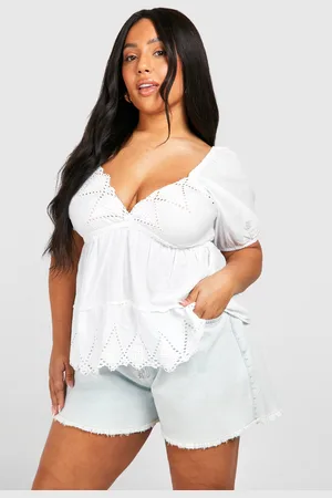 Boohoo Top Plus Holgado De Bordado Inglés