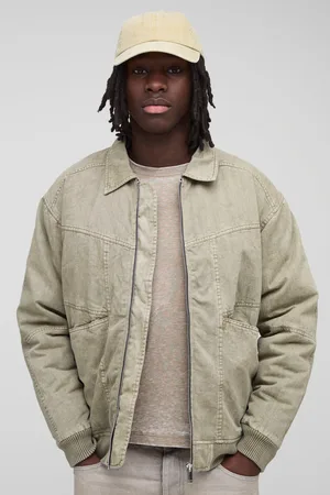 Boohoo Chaqueta Bomber Regular De Sarga Desteñida Con Cuello Y Bolsillos