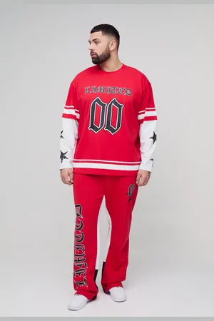 Boohoo Conjunto Plus De Pantalón Deportivo Y Camiseta Con Capa Falsa Y Estampado Limited Color Arena