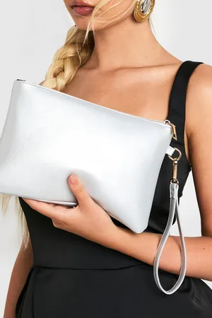 Boohoo Bolso De Mano Metálico Liso De Cuero Sintético Con Cremallera