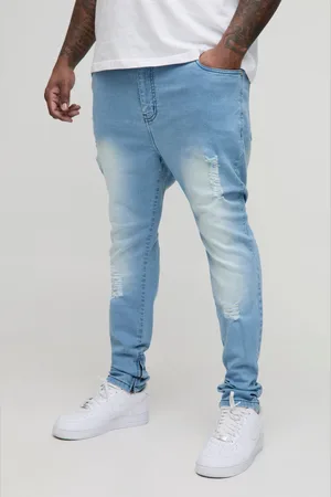 Boohoo Vaqueros Plus Súper Pitillo Rotos Con Cremallera En El Bajo