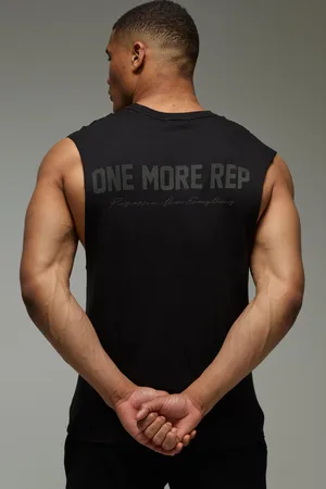 Boohoo Camiseta Sin Mangas Man Active One More Rep Con Sisa Ancha