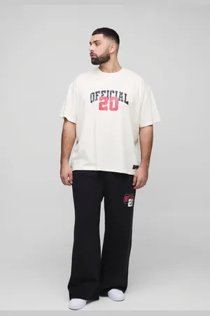 Boohoo Conjunto Plus De Pantalón Deportivo De Pernera Ancha Y Camiseta Con Estampado Universitario Official