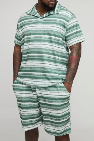 Boohoo Conjunto Plus De Pantalón Corto Y Polo Texturizado Abstracto Con Solapas