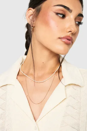 Boohoo Collar De Cadena Doble Con Perlas