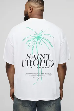 Boohoo Camiseta Plus Oversize Con Estampado De Palmeras Y Estampado Saint Tropez