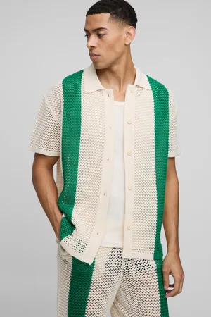 Boohoo Camisa Recta De Punto Calado Con Rayas